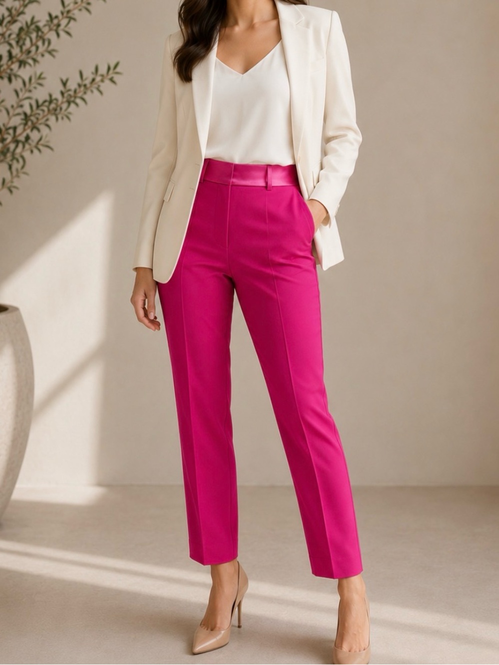 ASOS Fuchsia High-Rise Tailored Trousers NWT